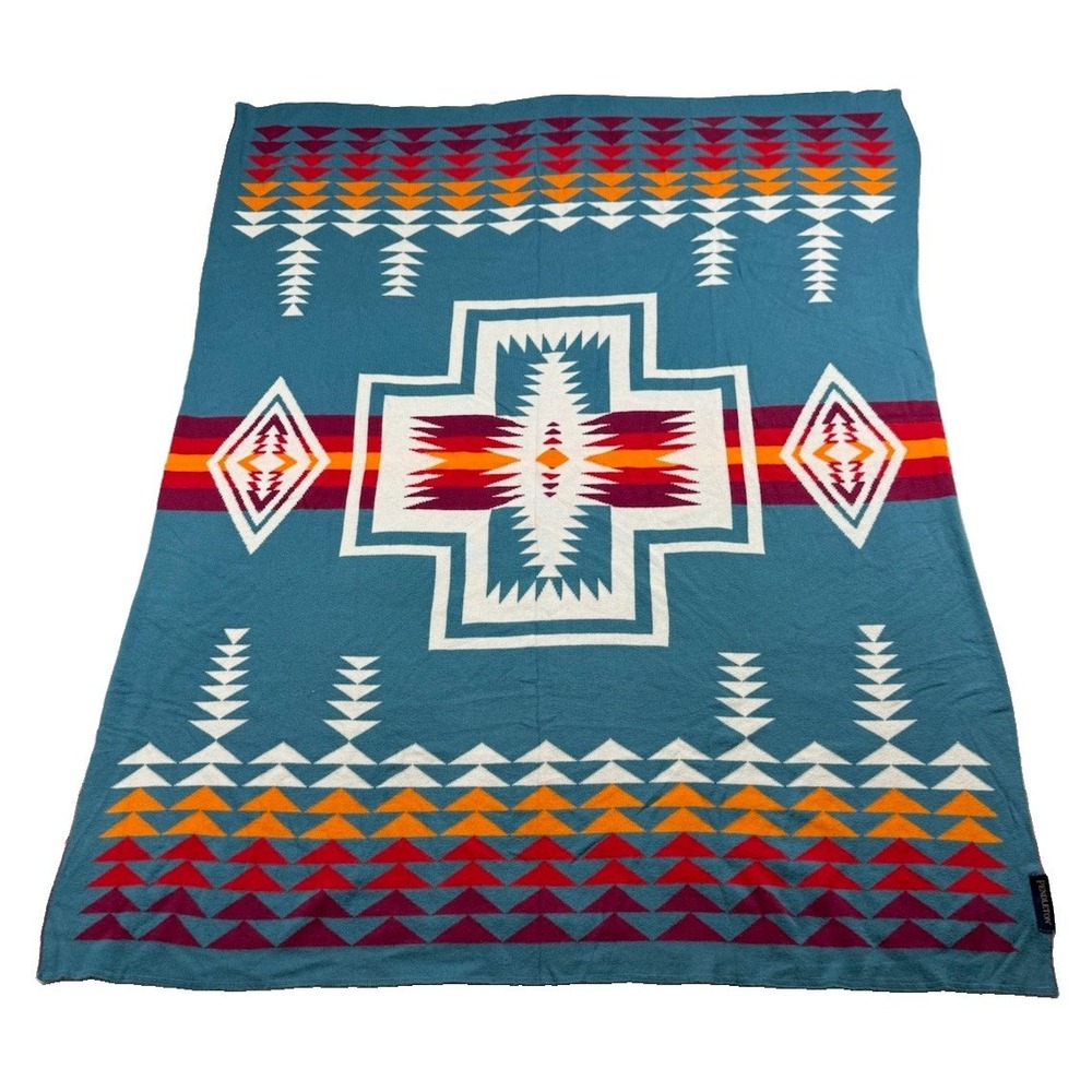 Pendleton Cotton Baby Blanket 30x40 Aztec Teal